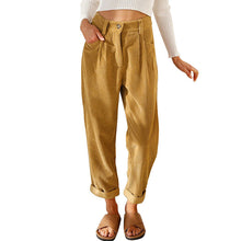 Load image into Gallery viewer, New women&#39;s high waist casual pants solid color loose straight corduroy pants