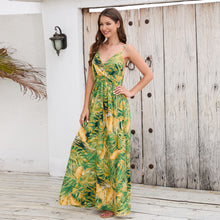 Load image into Gallery viewer, Bohemian print maxi dress sexy V-neck slip dress