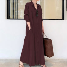 Load image into Gallery viewer, New solid color simple loose casual long shirt dress