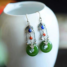Load image into Gallery viewer, S925 sterling silver fringed southern red temperament women&#39;s lapis lazuli earrings jewelry