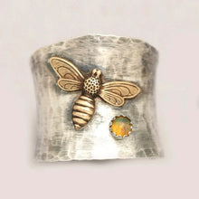 Load image into Gallery viewer, Vintage statement ring, bee, butterfly flower, leaf embossed band
