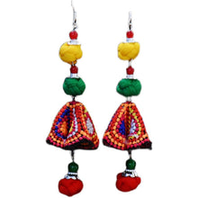 Load image into Gallery viewer, New handmade women&#39;s earrings ethnic style original Joker fabric colored ball embroidered earrings