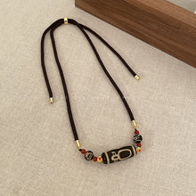 Load image into Gallery viewer, Ethnic style Tibetan style nine-eyed dzi necklace women&#39;s niche design emotional couple accessories new Chinese vintage sweater chain