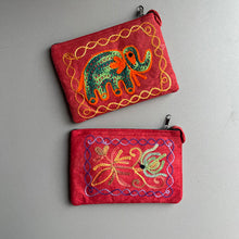 Load image into Gallery viewer, Nepali Hand-embroidered Suede Ethnic Style Mini Coin Purse Pocket Card Bag Short Fabric Coin Bag