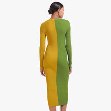 Load image into Gallery viewer, Women&#39;s autumn new temperament commuter color matching button high waist long dress