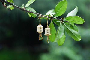 Prayer Wheel Earrings Silver Tassel Jasper Earrings Earrings Ethnic Style