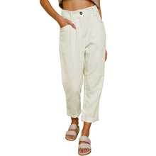 Load image into Gallery viewer, New women&#39;s high waist casual pants solid color loose straight corduroy pants
