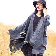 Load image into Gallery viewer, Open Fork Pockets Fethnic  Scarf Women with Spring and Autumn Outside with Air-conditioned Shawl Cloak