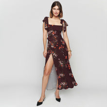Load image into Gallery viewer, Stylish women's suspenders lace-up bandeau split split floral dress with elegant temperament with belt