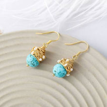 Load image into Gallery viewer, Ethnic Turquoise Earrings Feature Copper Wire Handmade Tibetan Earrings Retro Earrings Ear Clip Earrings