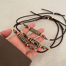 Load image into Gallery viewer, Ethnic style Tibetan style nine-eyed dzi necklace women&#39;s niche design emotional couple accessories new Chinese vintage sweater chain