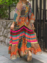 Load image into Gallery viewer, Positioning print swung super long ethnic style dress women's pleated summer new temperament long skirt