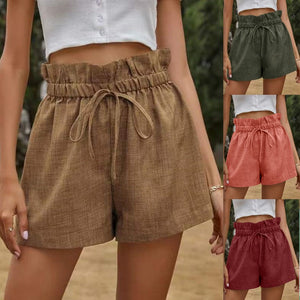Casual Comfortable Shorts Women Summer High Waist Lace Up Loose Wide Leg Pants