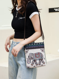 Women's Crossbody Shoulder Bag Canvas Bag Thai Ethnic Style Embroidery Cute Fashion Lady's Mobile Phone Bag Shoulder Bag