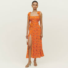 Load image into Gallery viewer, Stylish women's suspenders lace-up bandeau split split floral dress with elegant temperament with belt