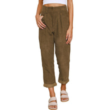 Load image into Gallery viewer, New women&#39;s high waist casual pants solid color loose straight corduroy pants