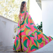 Load image into Gallery viewer, Deep V Backless Dress Bohemian Floral Sling Dress