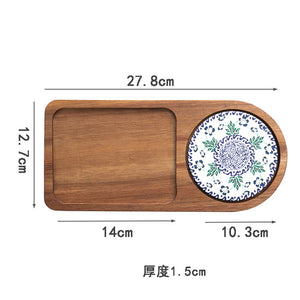 Solid Wood Tray, Water Cup, Plate, Vintage Bread, Dim Sum, Dessert Storage, Breakfast and Small Plate