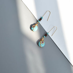 Ethnic Turquoise Earrings Feature Copper Wire Handmade Tibetan Earrings Retro Earrings Ear Clip Earrings