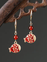 Load image into Gallery viewer, Antique Red Earrings with Cheongsam Retro Temperament Joker Jade Sterling Silver Ethnic Vintage Style Earrings