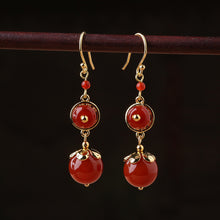 Load image into Gallery viewer, Red Agate Vintage Tibetan Earrings