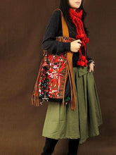 Load image into Gallery viewer, National style retro embroidery one shoulder travel big bag female
