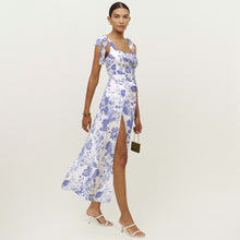 Load image into Gallery viewer, Stylish women's suspenders lace-up bandeau split split floral dress with elegant temperament with belt