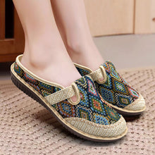 Load image into Gallery viewer, Women's New Ethnic Style Half Slippers Linen Casual Fisherman's Shoes Soft Soled Mother's Shoes
