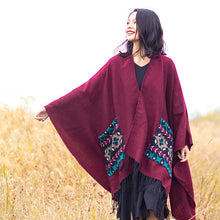 Load image into Gallery viewer, Open Fork Pockets Fethnic  Scarf Women with Spring and Autumn Outside with Air-conditioned Shawl Cloak