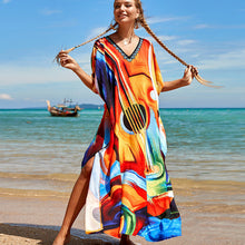 Load image into Gallery viewer, Printed beach skirt loose robe seaside holiday bikini swimsuit smock sunscreen blouse women