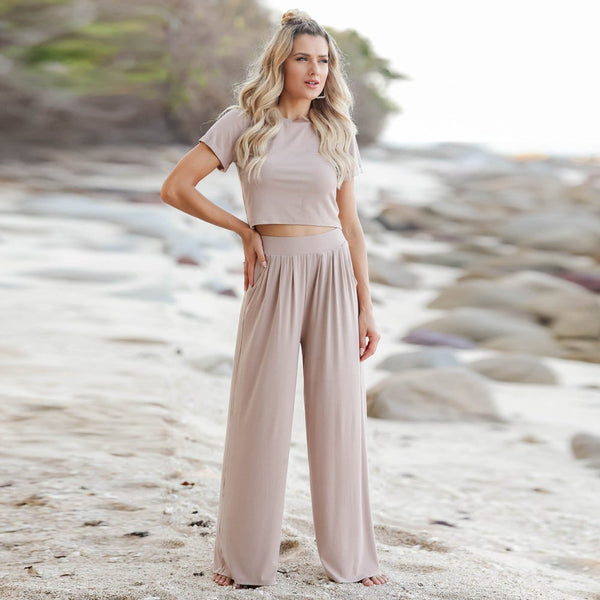 Fashion suit short-sleeved T-shirt+trousers two-piece