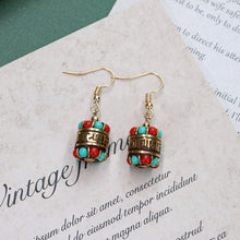 Load image into Gallery viewer, Original niche Nepal exotic Tibetan ethnic earrings retro temperament simple earrings show face thin earrings.