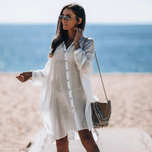 Load image into Gallery viewer, Beach shirt bamboo cloth loose sun protection shirt holiday blouse