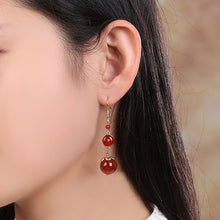 Load image into Gallery viewer, Red Agate Vintage Tibetan Earrings