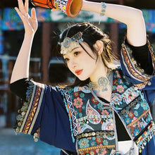 Load image into Gallery viewer, Forehead Ornament Tibetan Costume Antique Minority Exotic Headdress Forehead Ornament Hearwear Hair Ornament Bracelet and Earrings