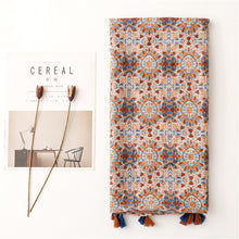 Load image into Gallery viewer, Vintage ethnic style cotton linen scarf women's geometric floral fringe shawl woman