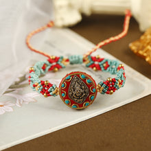 Load image into Gallery viewer, Tibetan ethnic style Nepalese beads hand string retro diagonal knot colorful rope pure hand woven bracelet