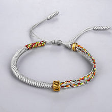 Load image into Gallery viewer, Tibetan style bracelet hand-woven diamond knot red rope bracelet six-character mantra copper pearl red bracelet