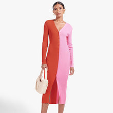 Load image into Gallery viewer, Women's autumn new temperament commuter color matching button high waist long dress