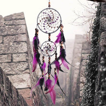 Load image into Gallery viewer, Original silver gray dream catcher 2 ring Indian feather hanging art gifts to bestie friends creative valentine&#39;s day gifts