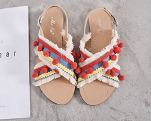 Load image into Gallery viewer, Summer Boho National Style Wave Colorful Pom Sandals