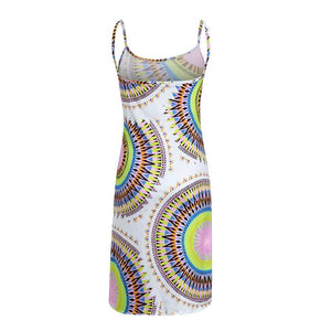 Women Summer Dress Sleeveless Psychedelic Printed Sundress Casual Beachwear Dress