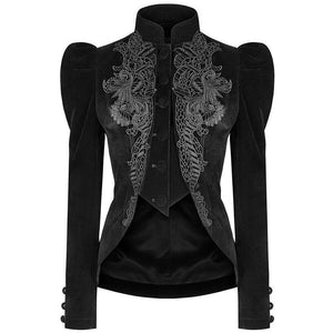 Women Gothic Vintage Overcoat Black Coat Zipper Outwear Plus Sizes Retro Bandage Lace Up Jacket