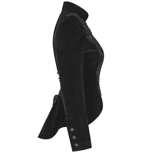 Women Gothic Vintage Overcoat Black Coat Zipper Outwear Plus Sizes Retro Bandage Lace Up Jacket