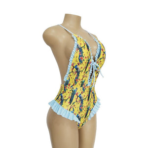 Sweet Print Floral Ins Style One Piece Swimsuit