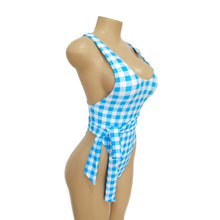 Load image into Gallery viewer, Blue Plaid Ins Style One Piece Swimsuit
