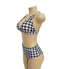 Load image into Gallery viewer, Plaid High Waist Ladies Two-piece Bikini