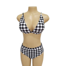 Load image into Gallery viewer, Plaid High Waist Ladies Two-piece Bikini