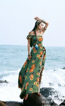 Load image into Gallery viewer, Bohemian Beach Long Skirt with Split Irregular Seaside Halter Strap Print Dress