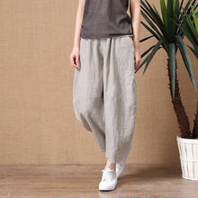 Load image into Gallery viewer, Women&#39;s Cotton Linen Pants Elastic Waist Vintage Trousers Lady Loose Casual Pants S-2XL Retro Literary Cotton Trousers